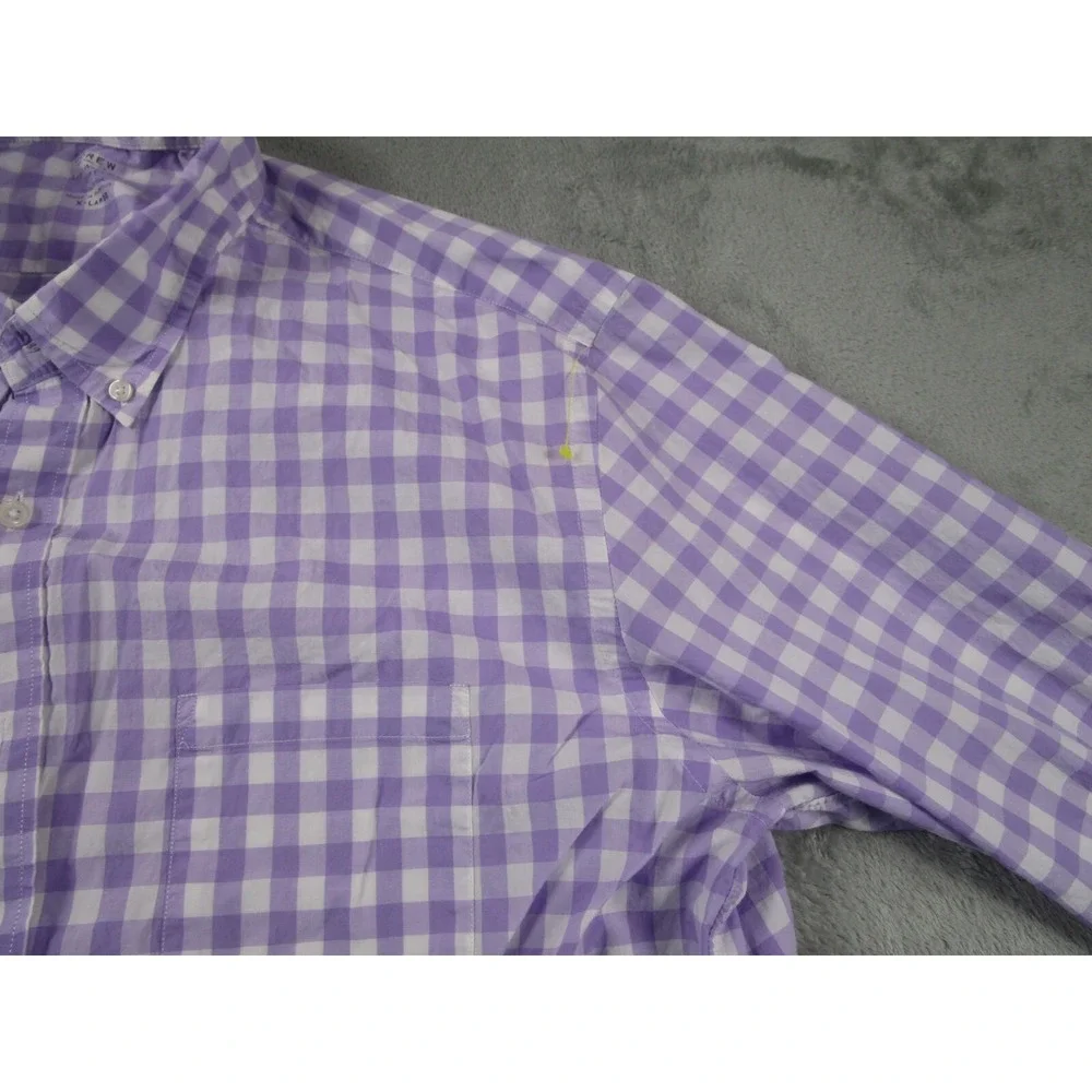 J‎ Crew Shirt Mens XL Purple Checked Preppy Casual Lightweight Cotton